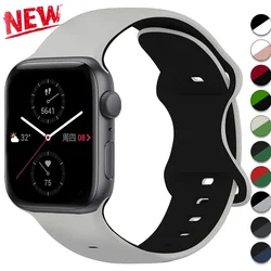 Two-Tone Sports Silicone Strap For Apple Watch Ultra 2 49mm 46mm 45mm 44 42mm Band For iWatch Series 11 10 9 8 7 6 5 4 Watchband