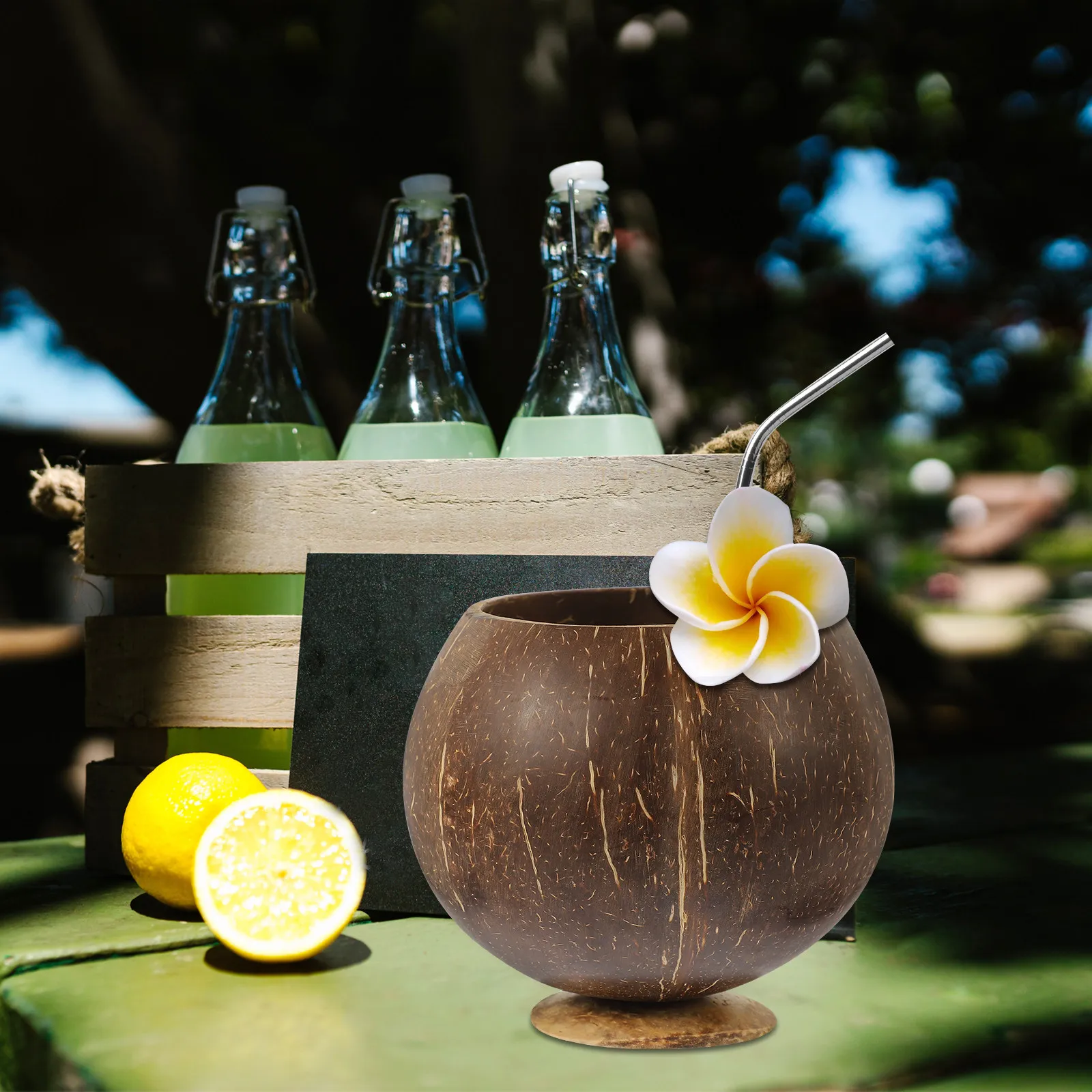 Coconut-Shell Cup Natural Unique Design Beverage Cup Dessert Bowl Coconut Fruit Bowl Beach Party Supplies Coconut Cups view 4