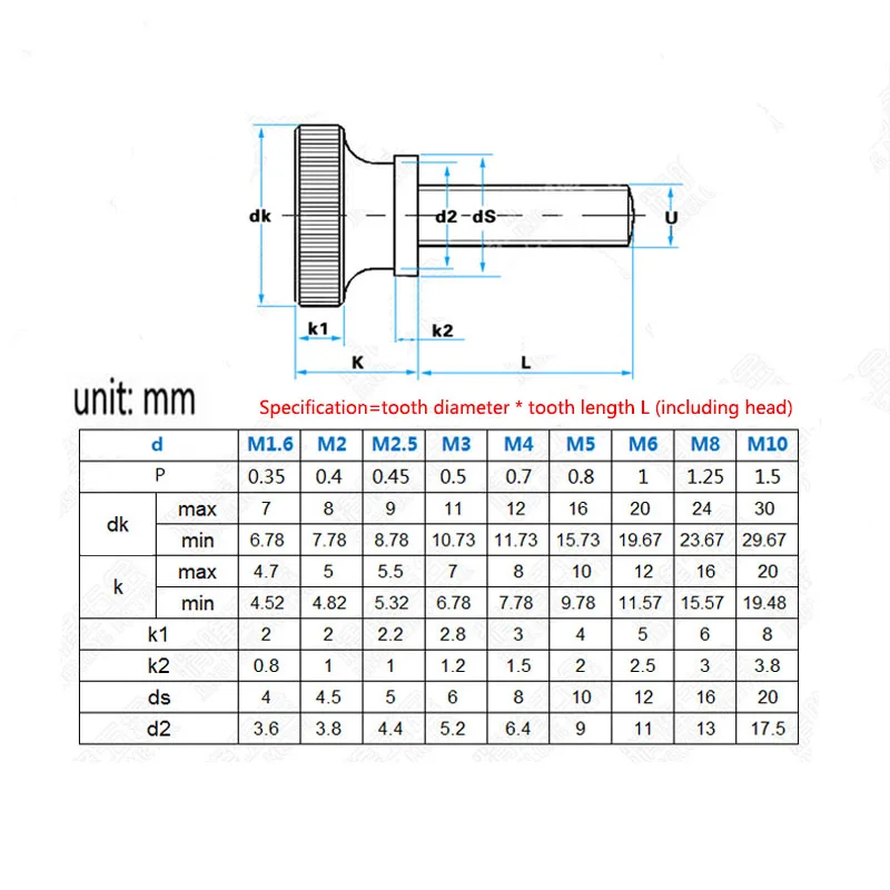 10Pcs Carbon Steel Knurl High Step Head Hand Tighten Thumb Screw M2.5/M4*L=5/6/8/10/12/14/16/20/25/30mm Manual Adjustment Screws