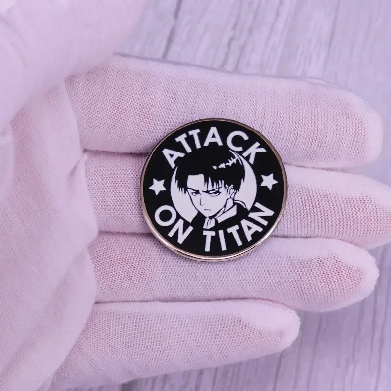 Attack On Titan Levi Ackerman Colossal Titans Enamel Lapel Pin Cool Survey Corps Anime Boy Brooch Badge Jewelry Accessary