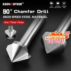Rebarbamento de aço de alta velocidade, haste reta, chanfre de 90 graus, parafuso escareador, borda tripla, única borda, 1, 5, 10pcs