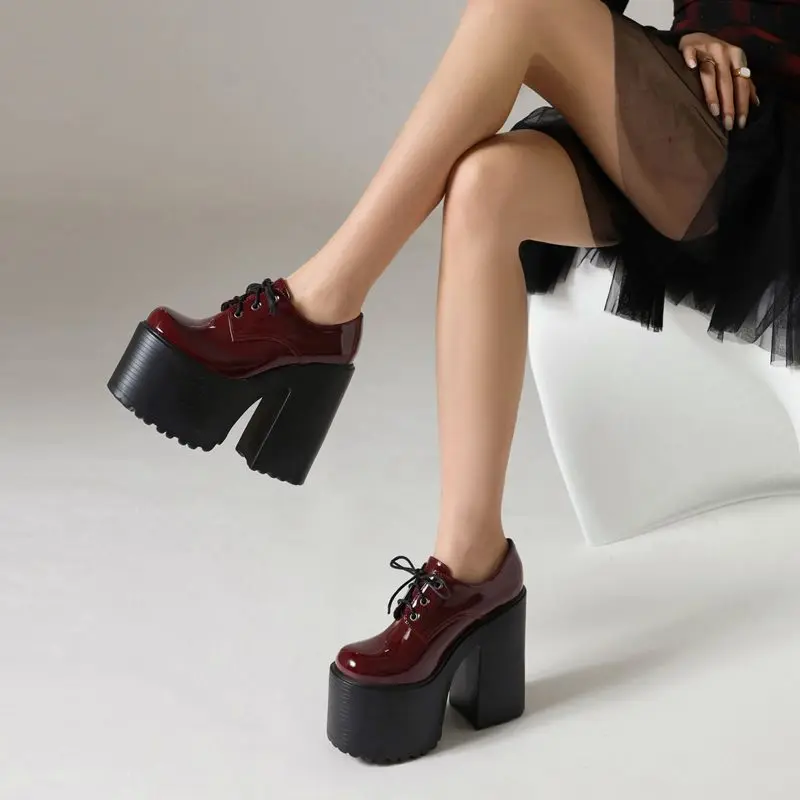 MORAZORA Size 35-43 New 2024 Fashion Thick Bottom Platform Shoes Woman Round Toe Lace Up Square High Heels Party Dance Shoes