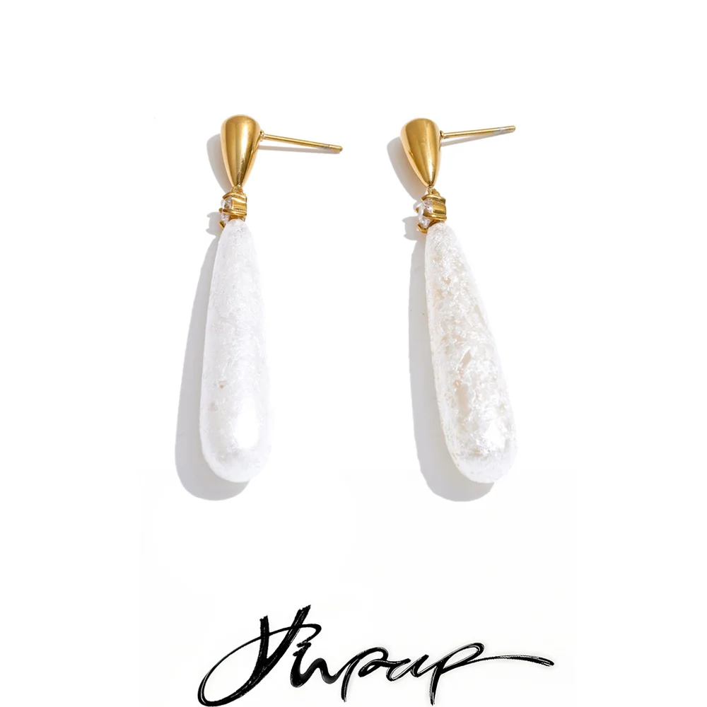 Yhpup Stainless Steel Teardrop Drop Earrings 2026 New Arrivals Imitation Pearls Vintage Chic Stylish Jewelry