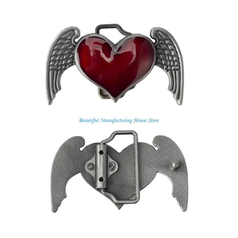 E56A Ethnic Carved Heart Wing Belt Buckle Adult Clothing Accessories Buckle for DIY Belt Supplies