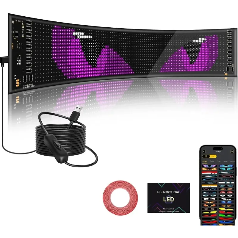 

Светодиодный знак Smart Control DIY для автомобиля, грузовика, магазина, бара, концерта, ванасы, гибкий цифровой дисплей, свет с глазами дьявола для лобового стекла