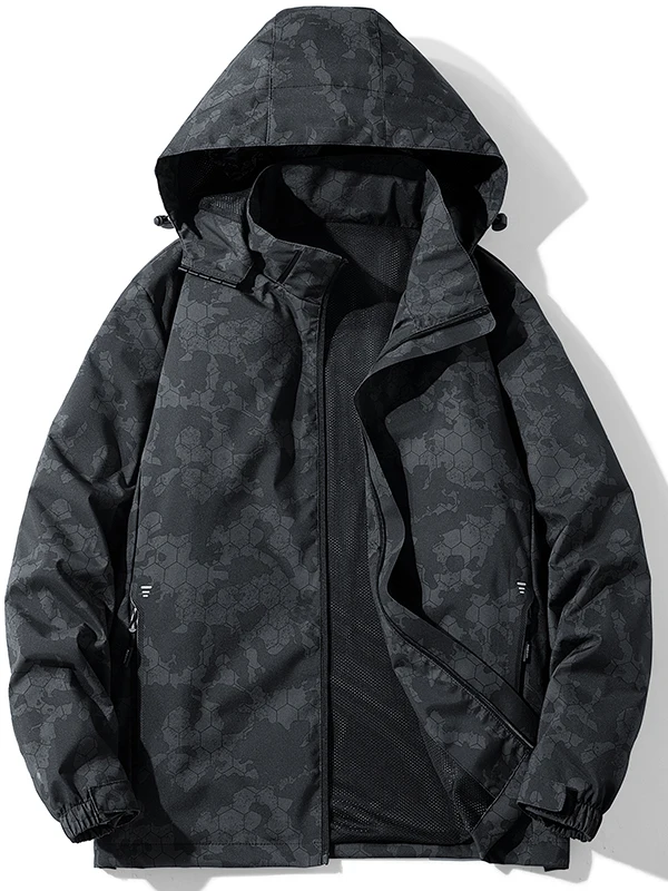 

New Men's Hooded Jacket Loose Casual Retro Workwear Spring Autumn Trendy Top Polyester Fiber Thickened Regular Length