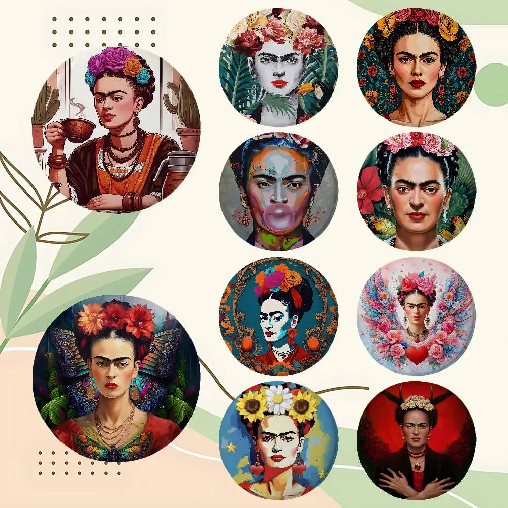 Art F-Frida K-Kahlo Brooches Stylish Ornament Pins Exquisite Round Badge Bag Accessories Jewelry Gifts