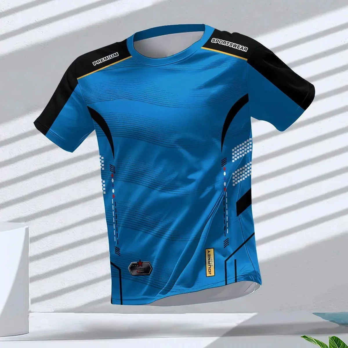 3D-Gedrucktes Lauf-T-Shirt mit Schnelltrocknungsfunktion und Atmungsaktivität für Männer und Frauen, Outdoor-Fitness-Training Rundhals-Kurzarm-Shirt für die Familie – Detail 4