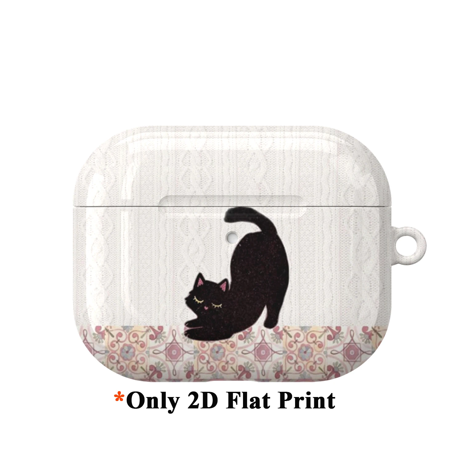 Black Cat & Lace Pattern Earbuds Case Suitable for AirPods Pro3/2/1 4th, Glossy Trendy Aesthetic Protective Cover