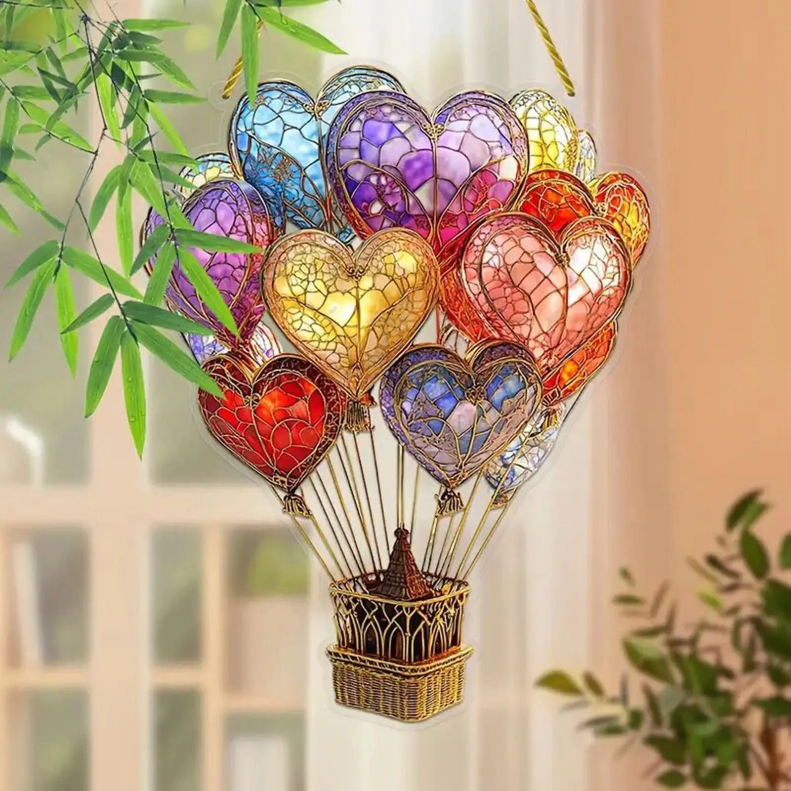 1 stücke Heißluft Ballon Sonnenfänger Acryl Wand Aufhängen Farbige Dekor Innen Fenster Dekor Aufhängbare Kunst Für Indoor Outdoor