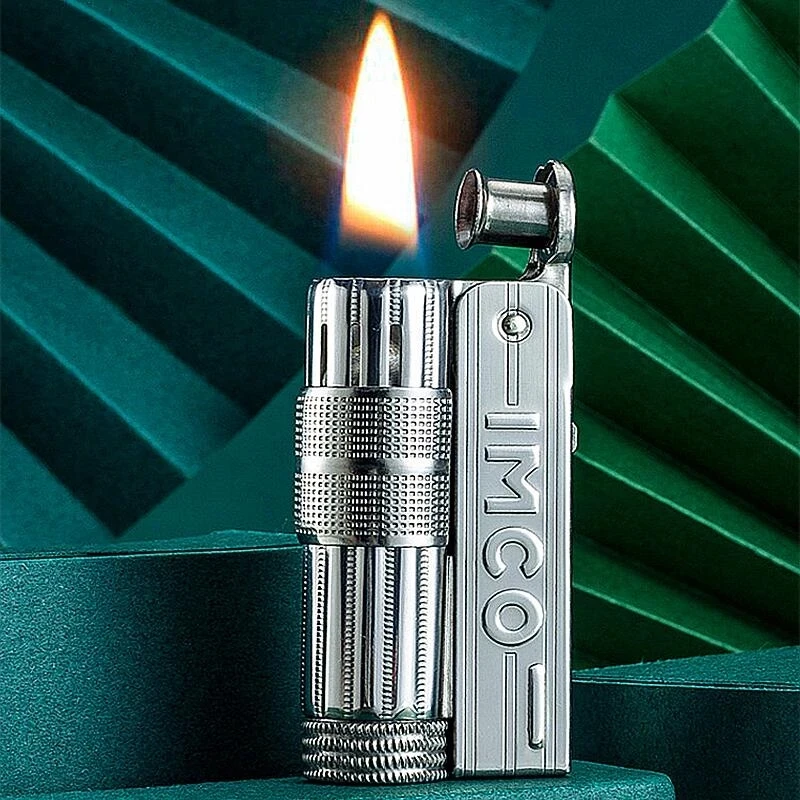 IMCO Metal Machinery Kerosene Lighter Flint Grinding Wheel Windproof Flashlight Gasoline Lighter Men\'s Cigarette Accessories