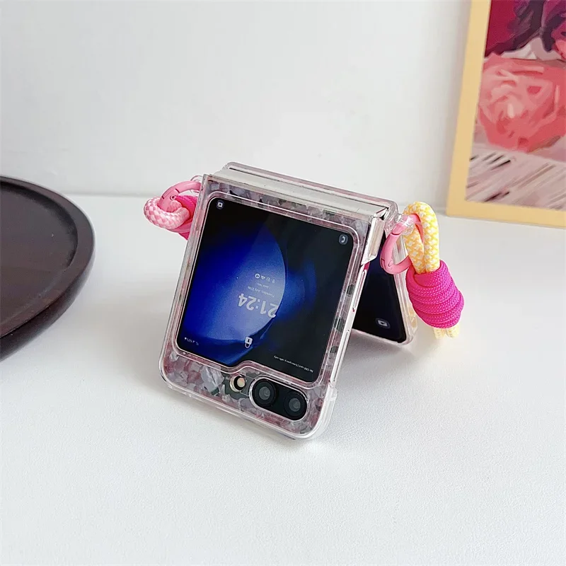 Luxury Conch Shell Texture Phone Case for Samsung Galaxy Z Flip 6 5 4 3 Z Flip4 Flip5 5G Cover Silicone Cute Cases for Women
