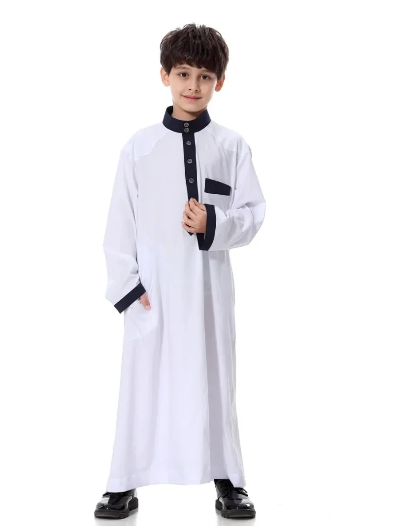 Dubai Saudi Muslim Arab Boys Long Robe Dishdasha Kids Abaya Kaftan Prayer Islam Clothing Thobe Middle East Teenage Dress Caftan