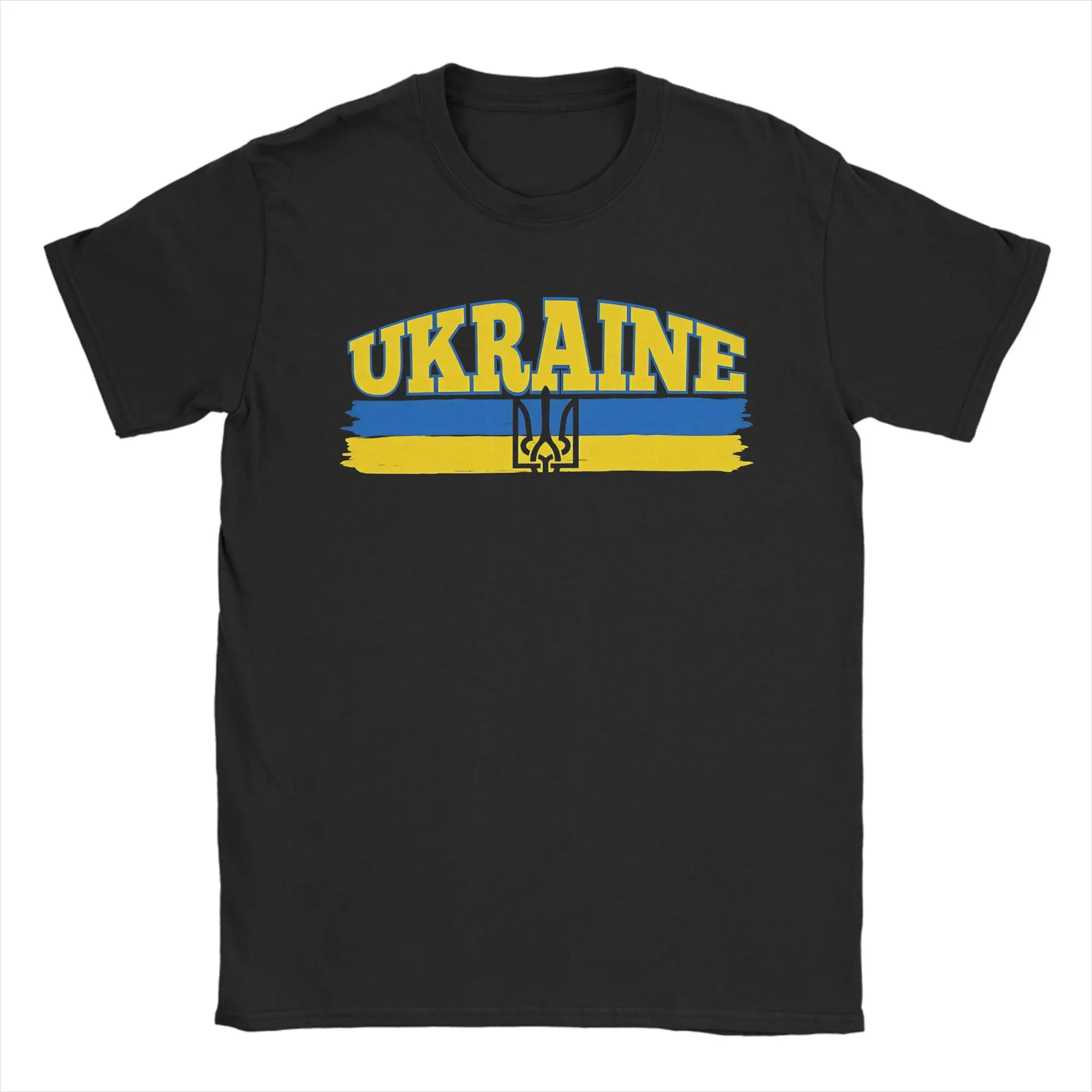 Mens T Shirt Ukraine Trident Brush Flag Text T Shirts Hip Hop  Summer Tee Shirt Street Style 100 Cotton Clothing Gift