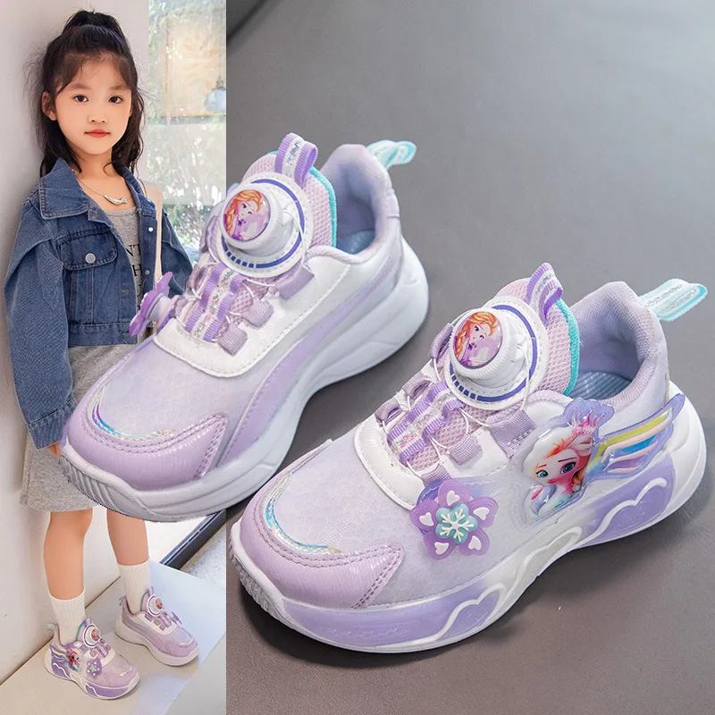 أحذية رياضية إلسا للأطفال، أحذية شبكية كرتونية للفتيات ملابس مدرسية متماسكة وصلت حديثًا للربيع