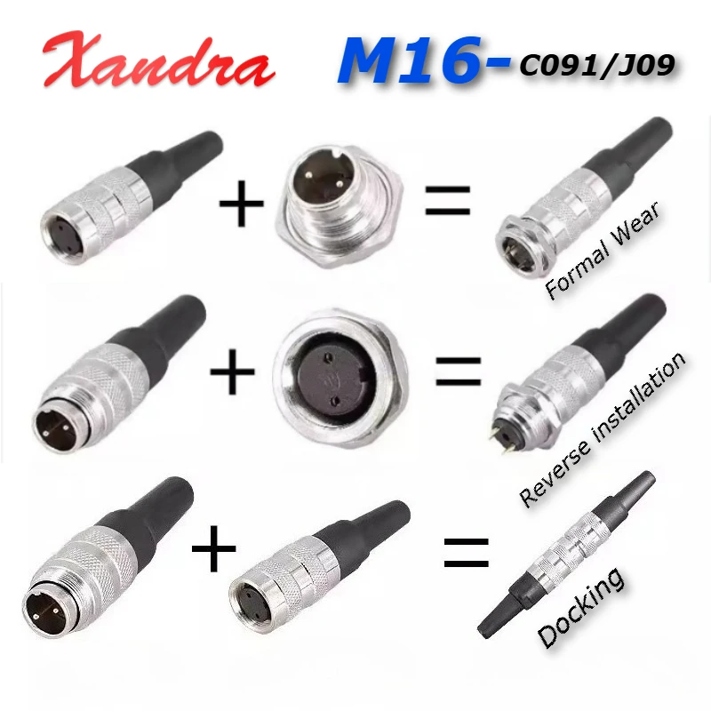 Waterproof M16 C091 Circular Aviation Plug Socket IP67 Metal J09 Cable Connector 3 4 5 6Pin 7 8 12 14 Pin Male Female Connector