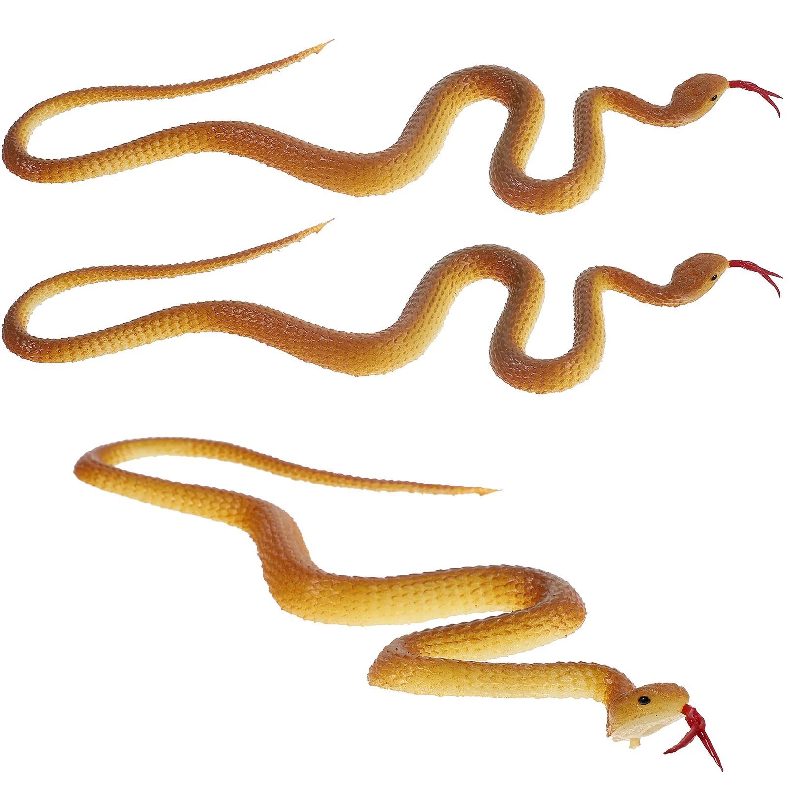 Snake Figures Simulated Soft Rubber Toy Real Looking Little 3 Flexible Rubbersnakes Yellow