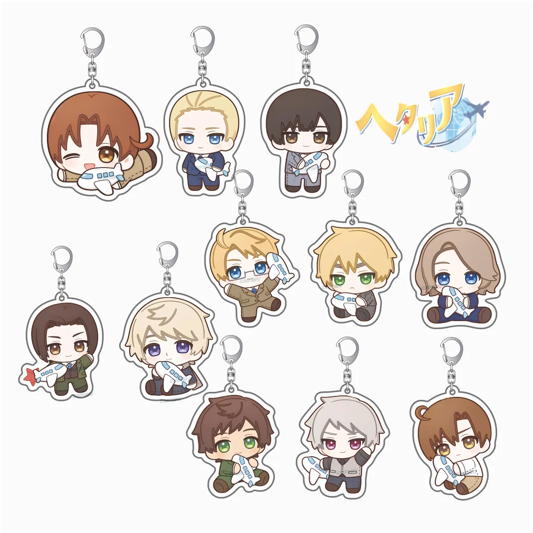 Anime Hetalia World Stars Acrylic Keychain Cartoon Figures Ludwig Wang Yao Ivan Braginsky Francis Cute Collectible Jewelry Gift