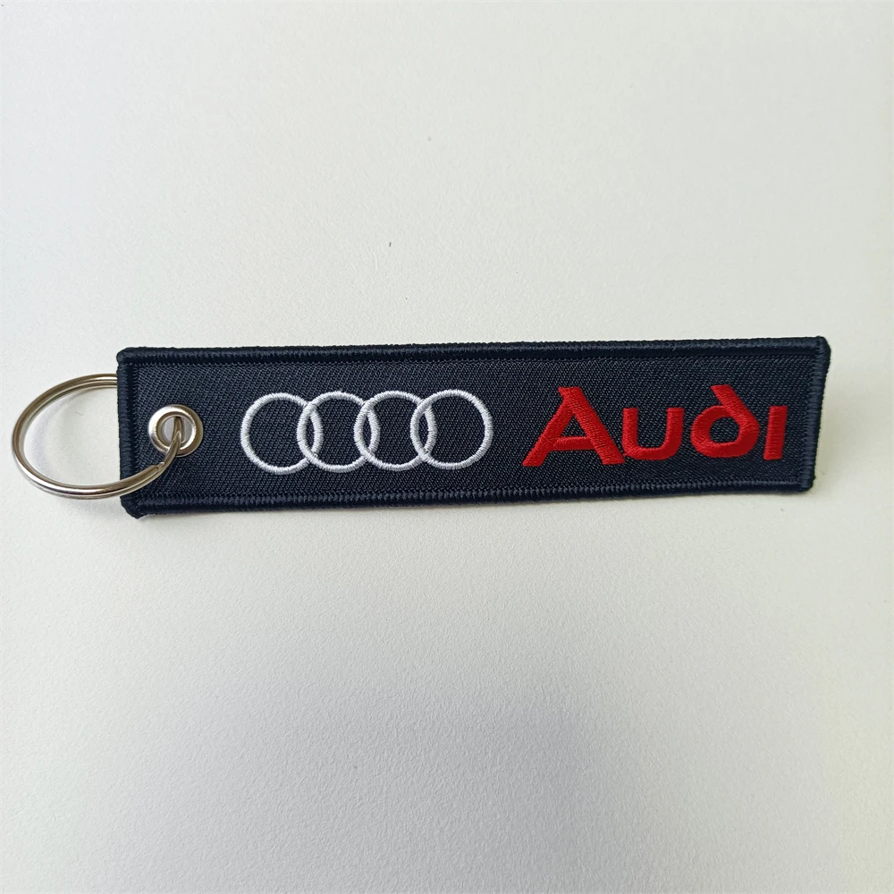 Audi Keychain Fabric Woven Label Embroidery Technology Keyring For A3 8P A4 B6 Q5 B8 B9 A6 C7 Q3 C5 Car Accessories Gadgets