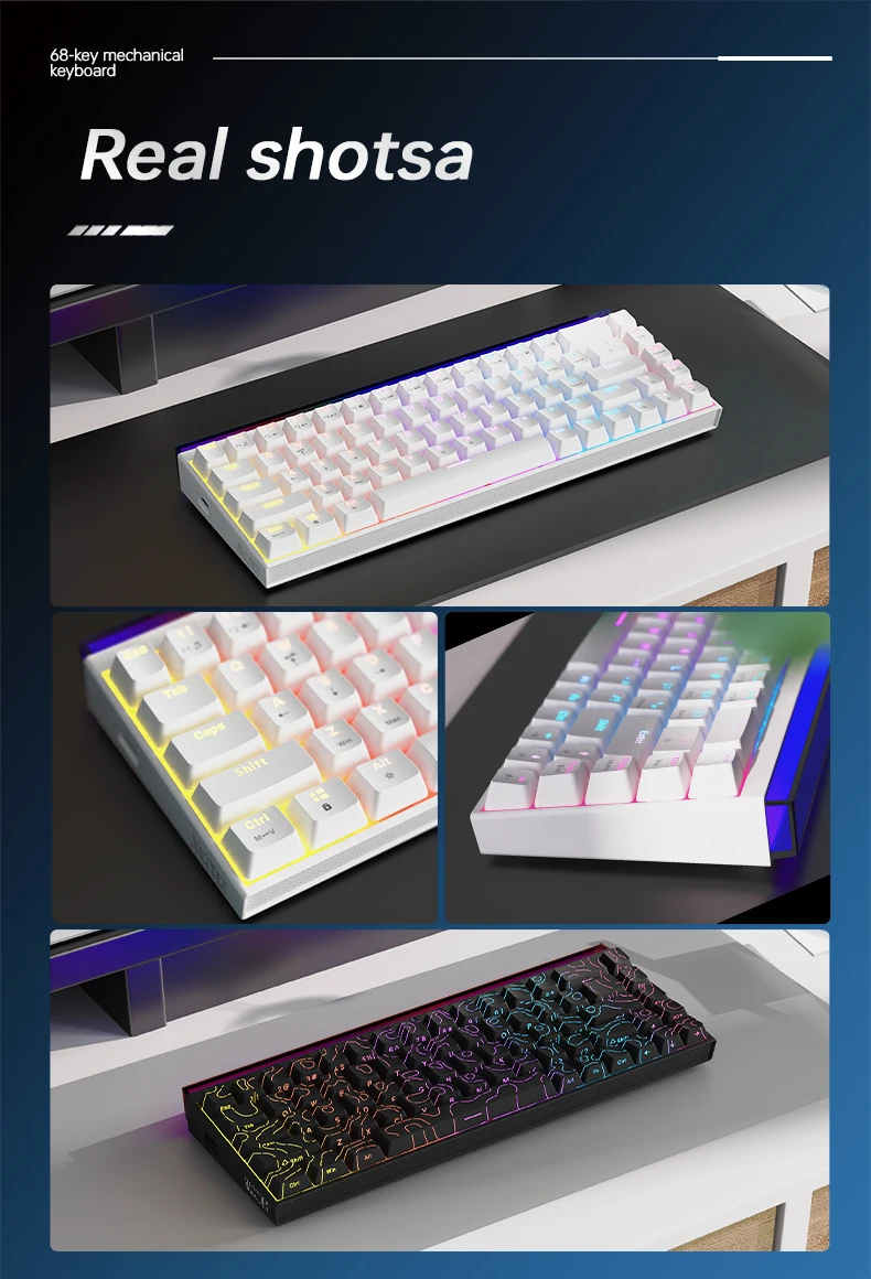AJAZZ NK68-68% Konfigurierbare Kabelgebundene Mechanische Tastatur, mit RGB-Beleuchtung, Hot-Swap-fähige Gaming-Tastatur – Detail 11