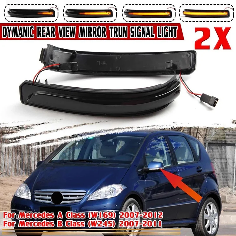 For Mercedes For Benz A B Class W169 W245 2007 - 2012 Car LED Dynamic Side Rearview Mirror Light Turn Siganl Light