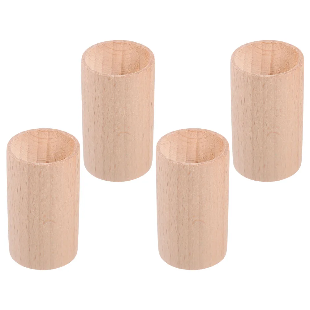 

4Pcs Mini Wooden Cylinder Pedestal Essential Oil Bottle Display Natural Wood Aromatherapy Base Stable Holder for Home Party