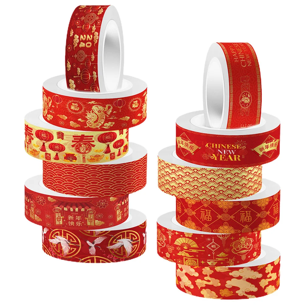 12 Rolls Chinese Style Year of The Dragon Washi Tape Retro Decor New Gift Wrapping DIY Crafts Planner Tapes