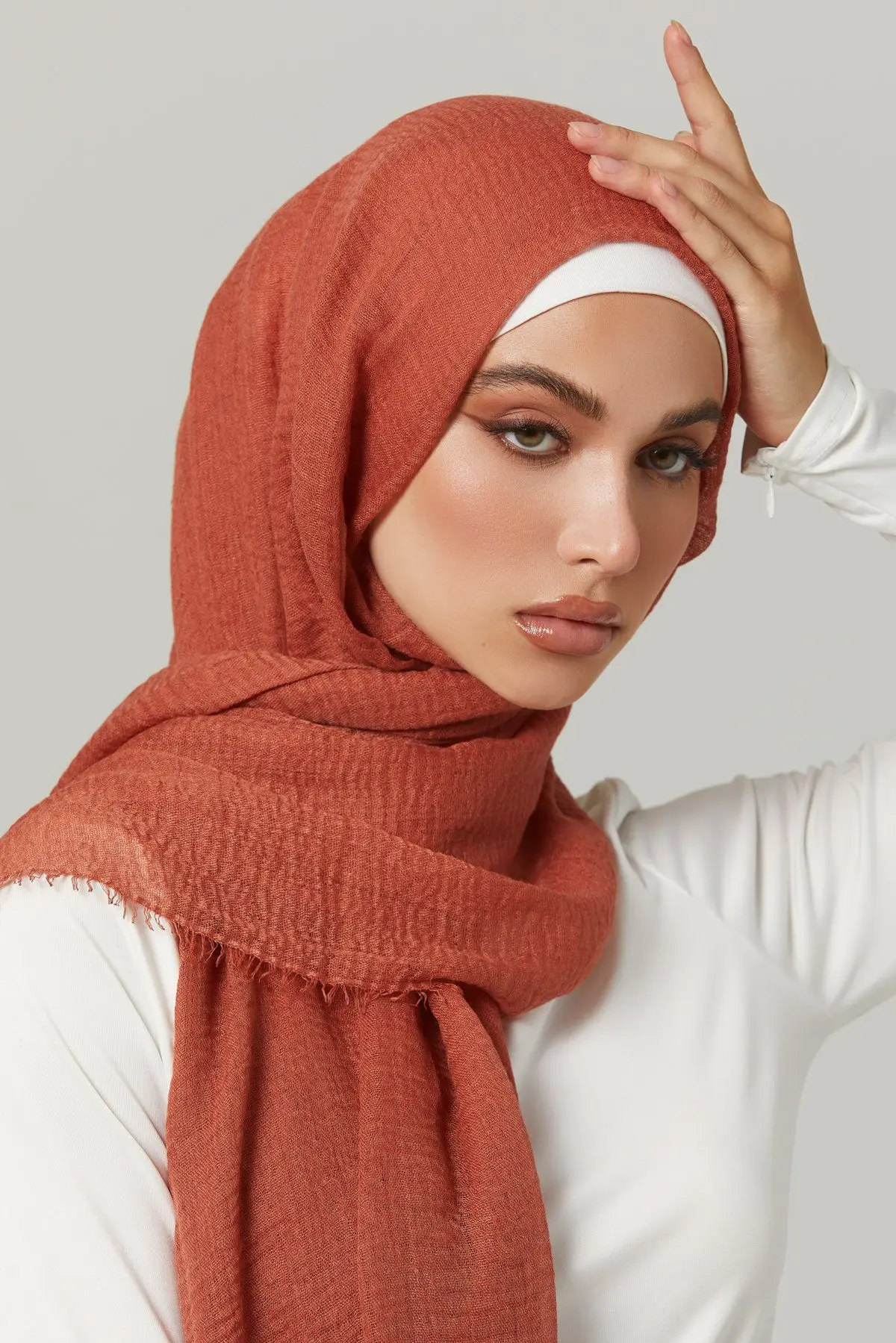 Phụ Nữ Hồi Giáo Chai Sần Hijab Khăn Mềm Mại Chắc Chắn Đầu Bông Khăn Turban Khăn Choàng Và Bọc Hijab Phụ Nữ Hồi Giáo Mạng Che Mặt Dây 175*70CM