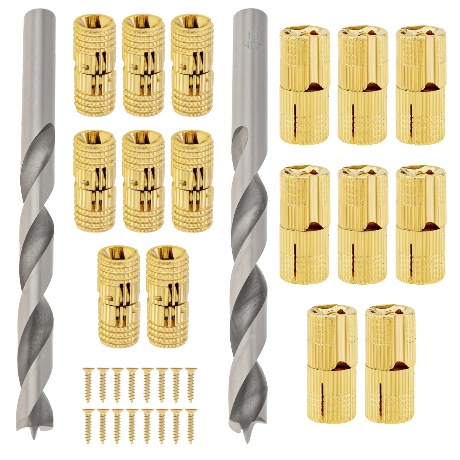 16 pcs 8 mm 10 mm Hidden Concealed 180 Degree Opening Angle Hidden Brass Barrel Hinges Set with Steel Drills