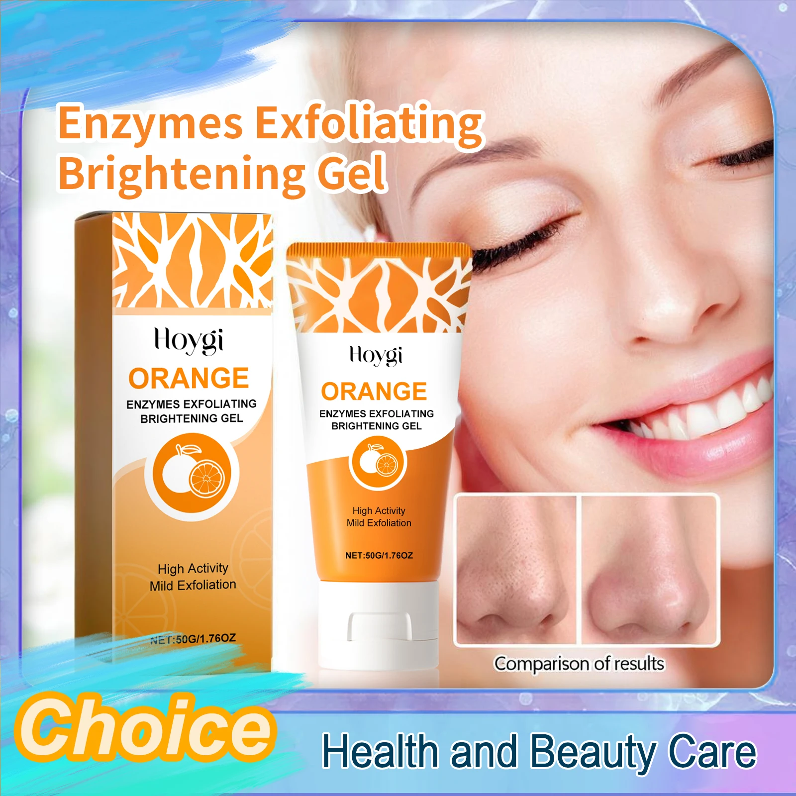 Orange Exfoliating Gel Gentle Cleansing Minimizes Pores Removes Blackheads Impurities Moisturizes Controls Oil Restore Smooth
