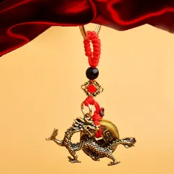 12 Zodiac Animals Tags Car Key Chain Pendants Brass Rat Bull Tiger Rabbit Dragon Snake Horse Sheep Monkey Dog Pig Rope Hangings