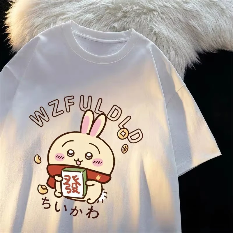 ちいかわトイレ Tシャツ男性女性綿 100% 面白い Tシャツラウンドカラー Tシャツ半袖服クラシック