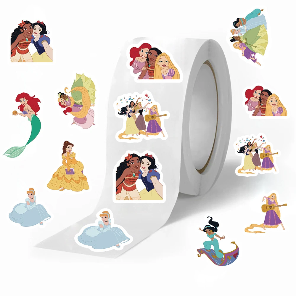 500pcs/Roll Mixed Disney Princess Graffiti Sealing Stickers Cute Rapunzel Cartoon Decal Label Kawaii DIY Stationery Guitar Noteb