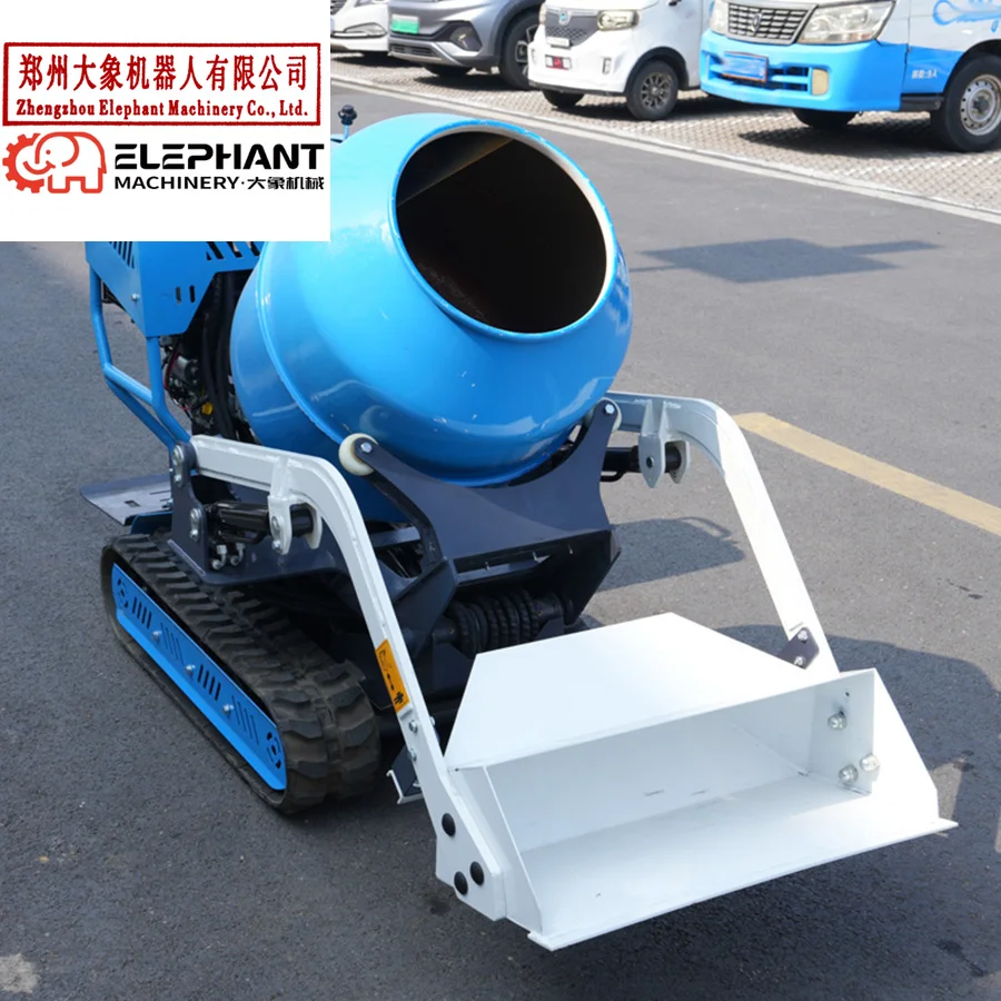 Customized Easy Operation Crawler Concrete Mixer Self Loading Micro Concrete Mixer Residential Building Projects Mini Mixing Tan