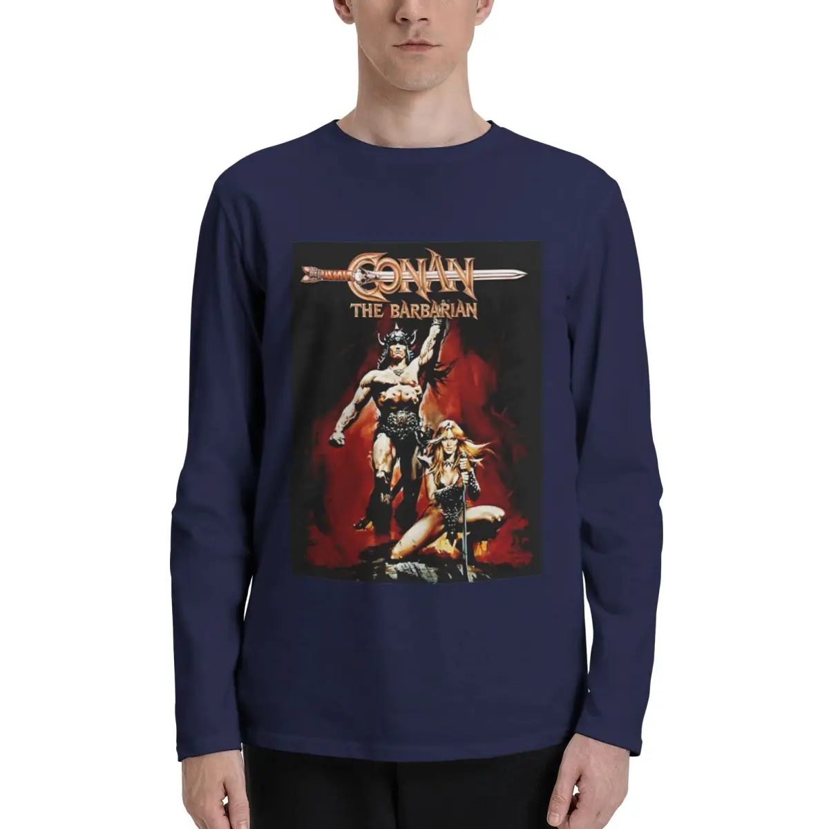 Conan The Barbarian Art Comfortable Men's Long-Sleeve T-Shirt, Soft and Lightweight, Great for Everyday Layering.