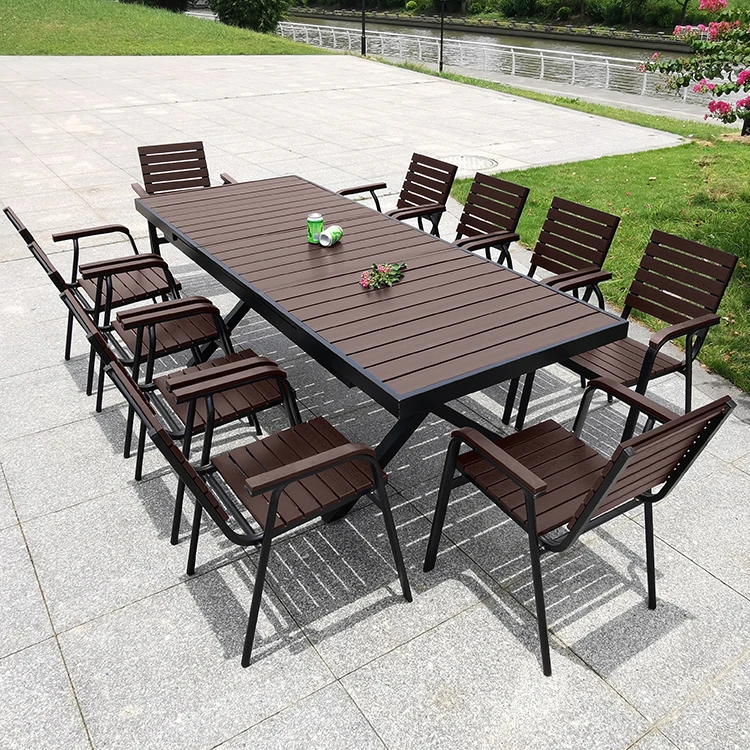

Garden Furniture Aluminium Outdoor Extendable Dining Table and Chairs for 10 people