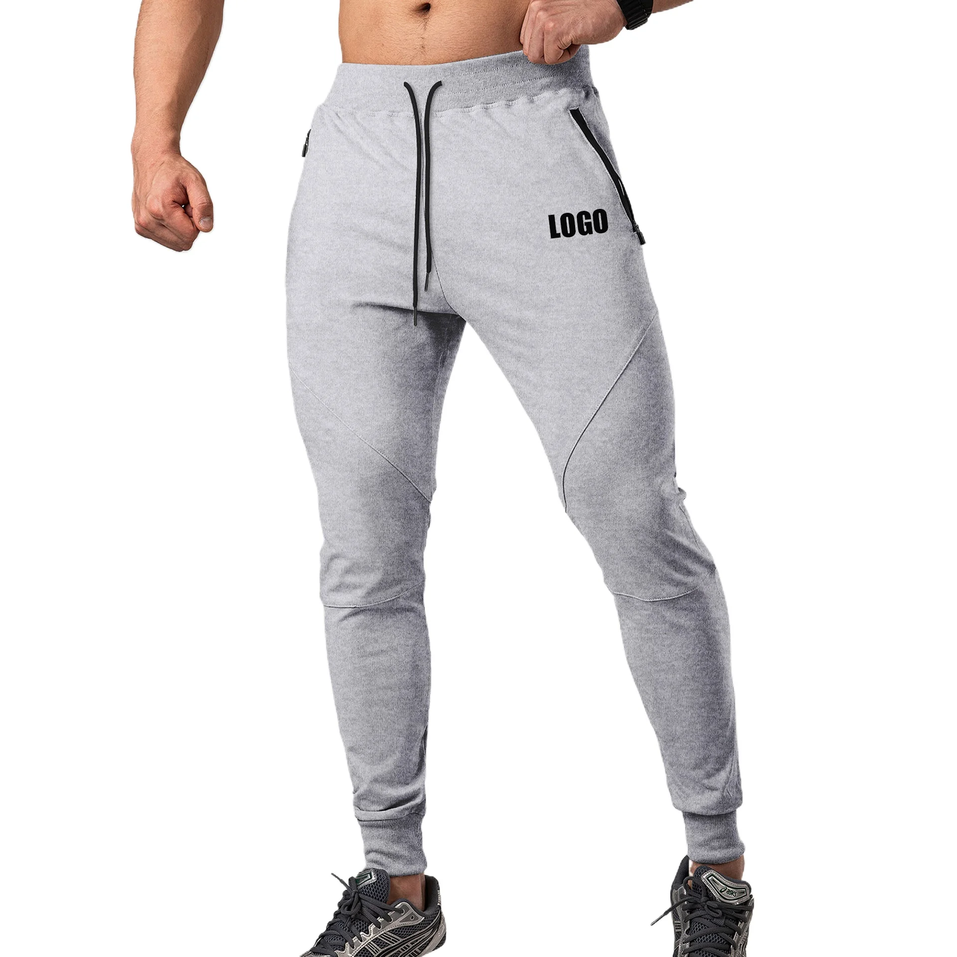 

Customized LOGO Men's Casual Pants Autumn Harlan Small Feet Slim Tie Sports Fitness Pants