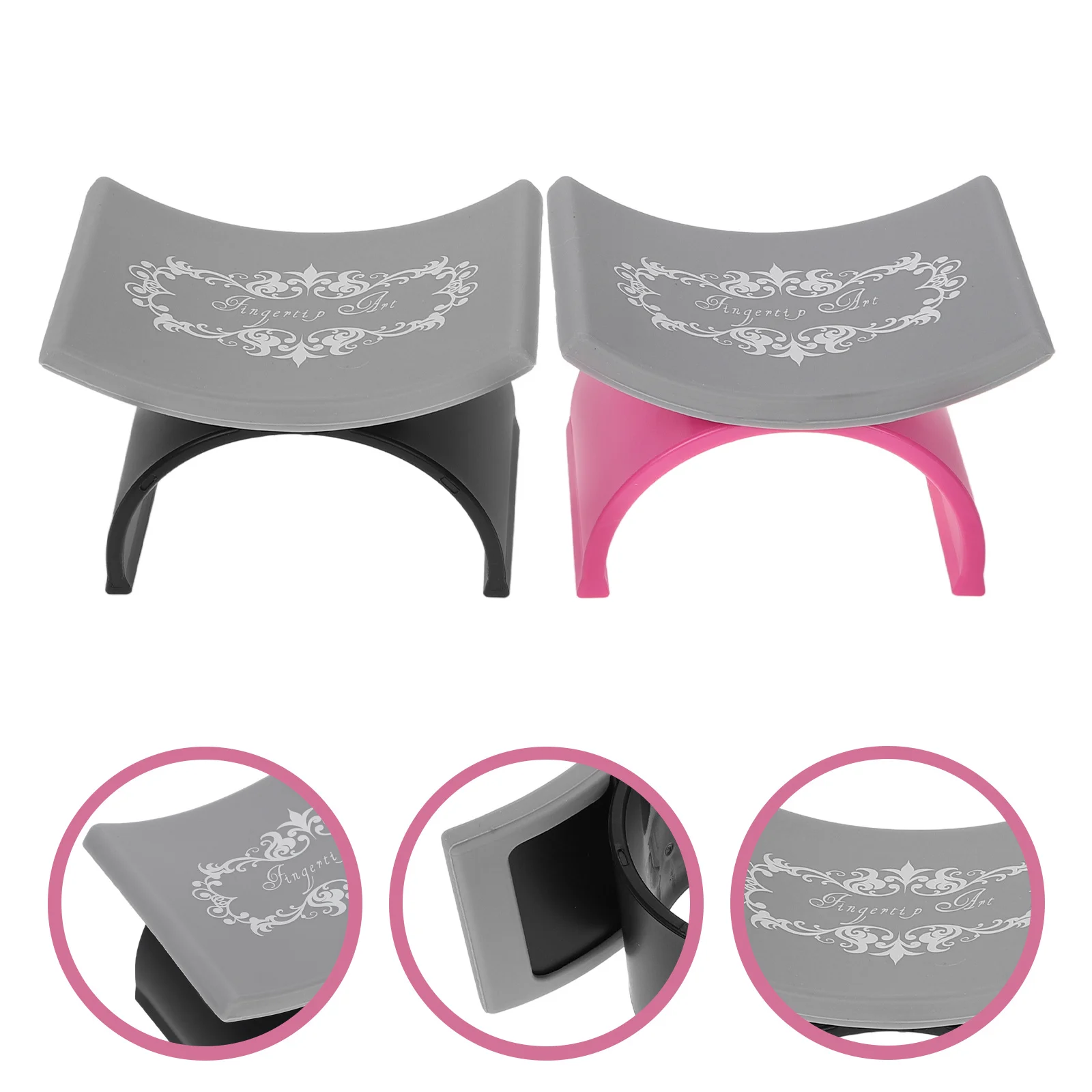 

2Pcs Silicone Nail Armrest U Shaped Hand Pillow Manicure Cushion Stable Support Portable Washable Nail Art Supplies