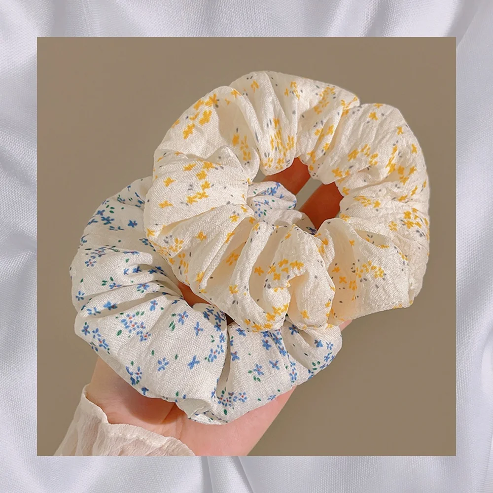 

Sweet Fabric Hair Ties Stretch Hair Accessories Cute Floral Hair Rope High Elastic Rubber Band Small Flower Printed Hair Band