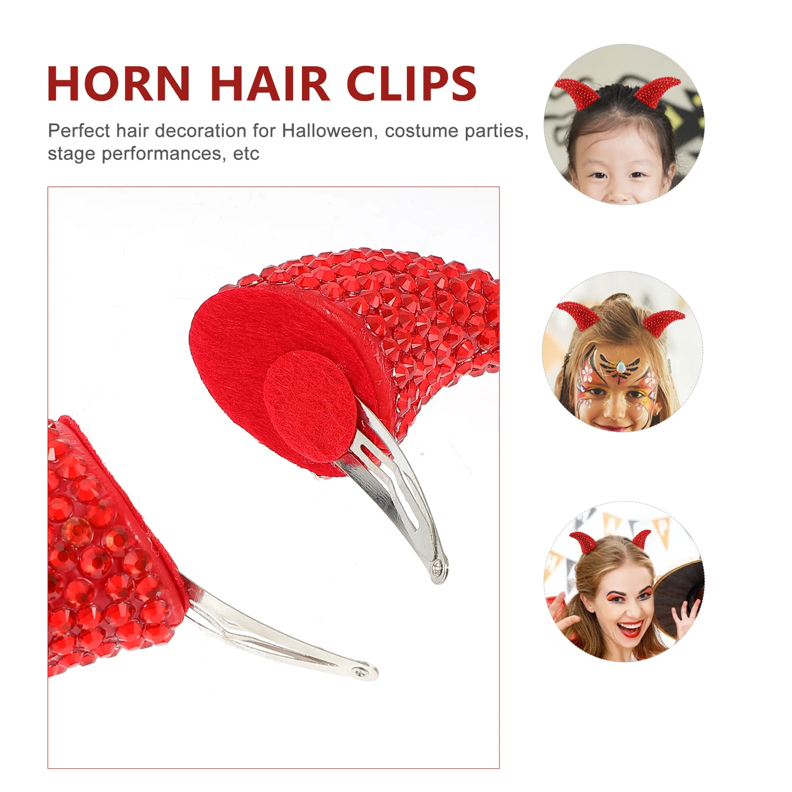 

2pcs Horn Hair Clips Devil Halloween Headwear For Costume Party Cosplay Photography Accessory Festival Wearable Pins