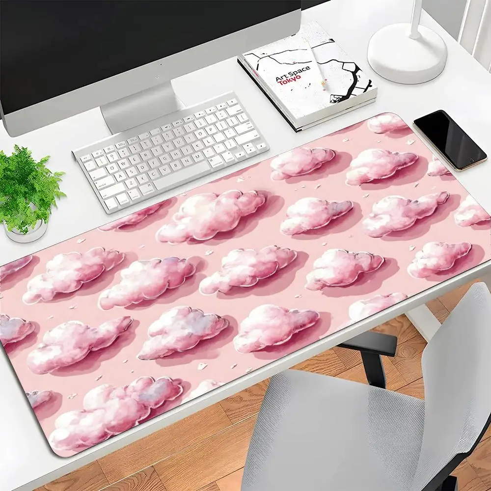 Purple night sky pink cloud moon star table mat dream anime pixel sky universal desktop mousepad