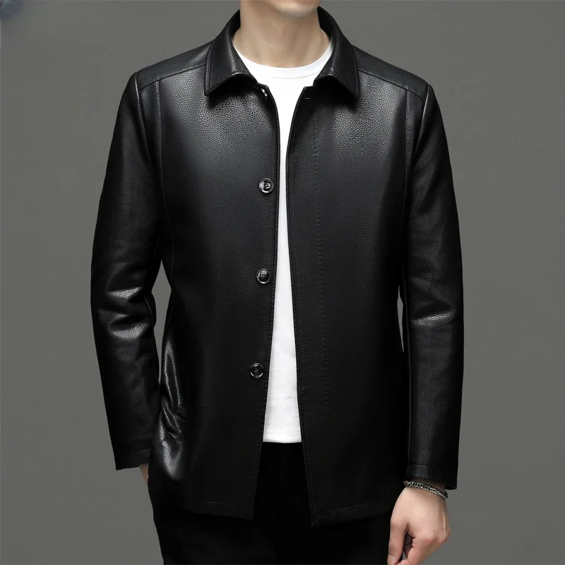

Genuine Leather Jacket Men Down Jackets for Men 2023 Autumn Winter Warm Casual Down Coats Single-breasted Male Coats Chaquetas