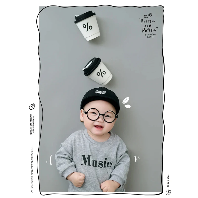 Ins Style Abbigliamento fotografico per bambini Puntelli a tema grigio Set 3-9 mesi Foto per bambini Prendendo abbigliamento Accessori per riprese fotografiche artistiche