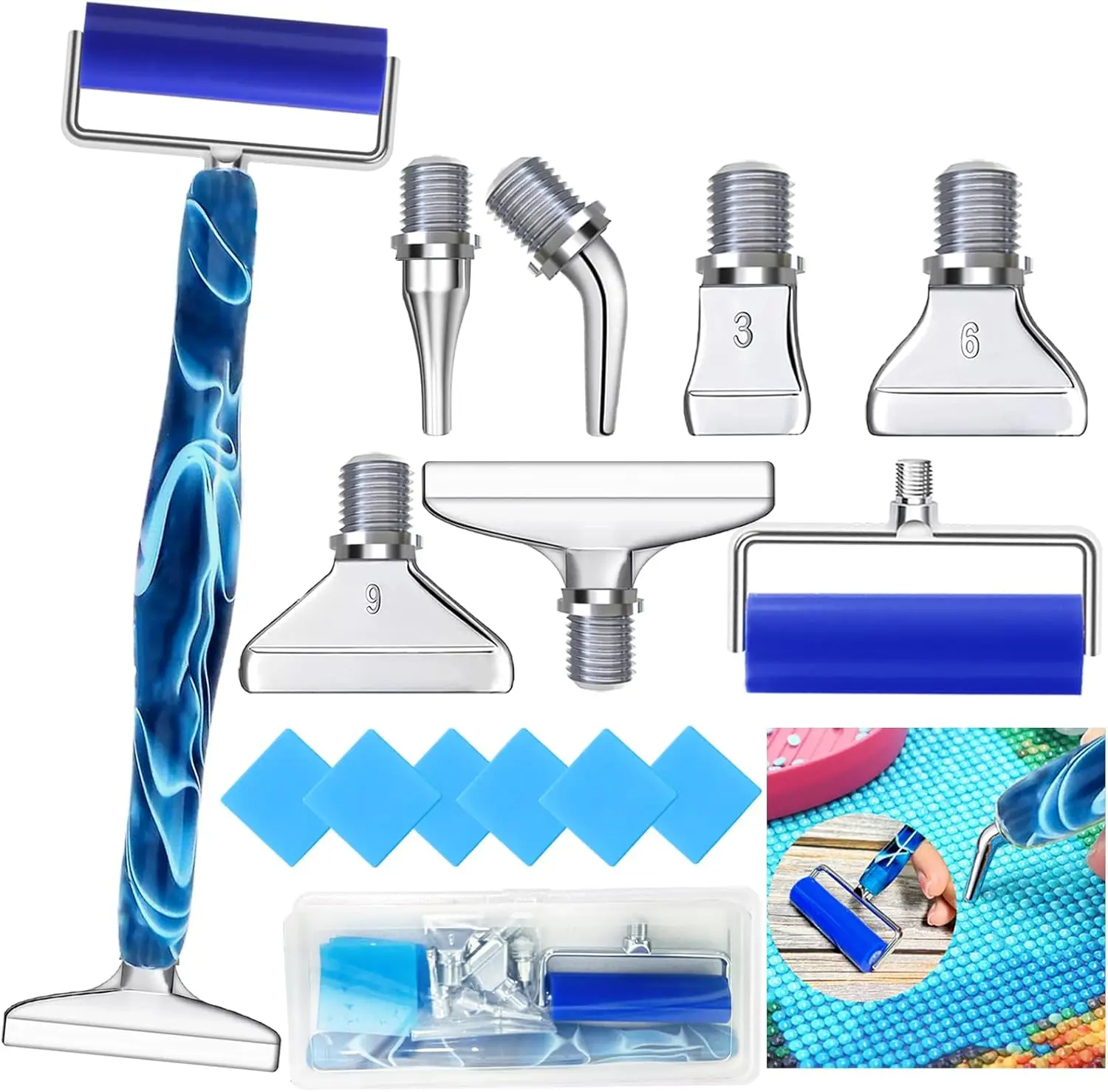 

Diamond Painting Pen Set with Metal Tips, Roller, Drill Bits & Storage for Art Crafts