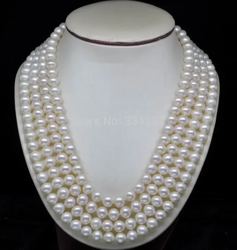 wholesale good Fine jewelry 4-Strand 7-8MM AAA+ White Pearl Necklaces (inch17inch18inch 19inch 20inch)