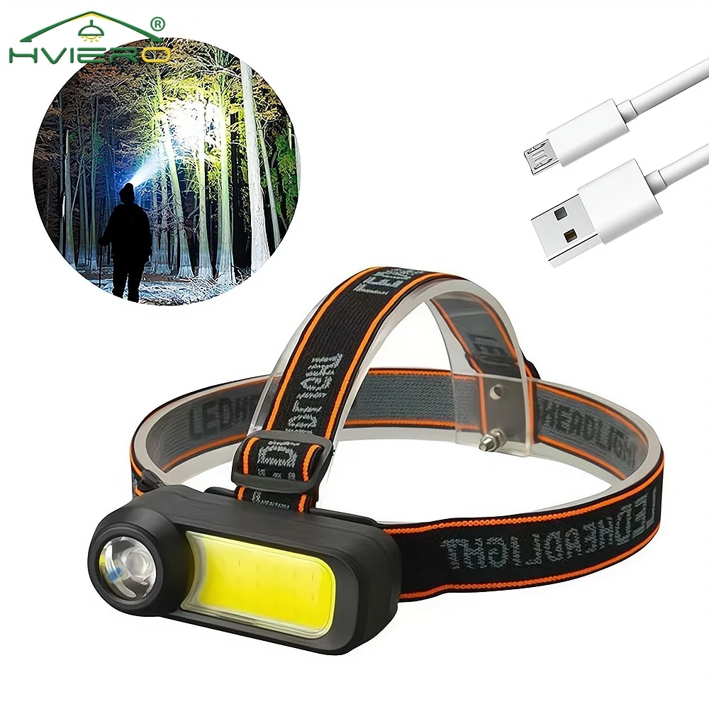 Mini Bright Headlight COB Multi Function USB Rechargeable Headlamps Outdoor Camping Mountaineering Rock Climbing Fishing Light