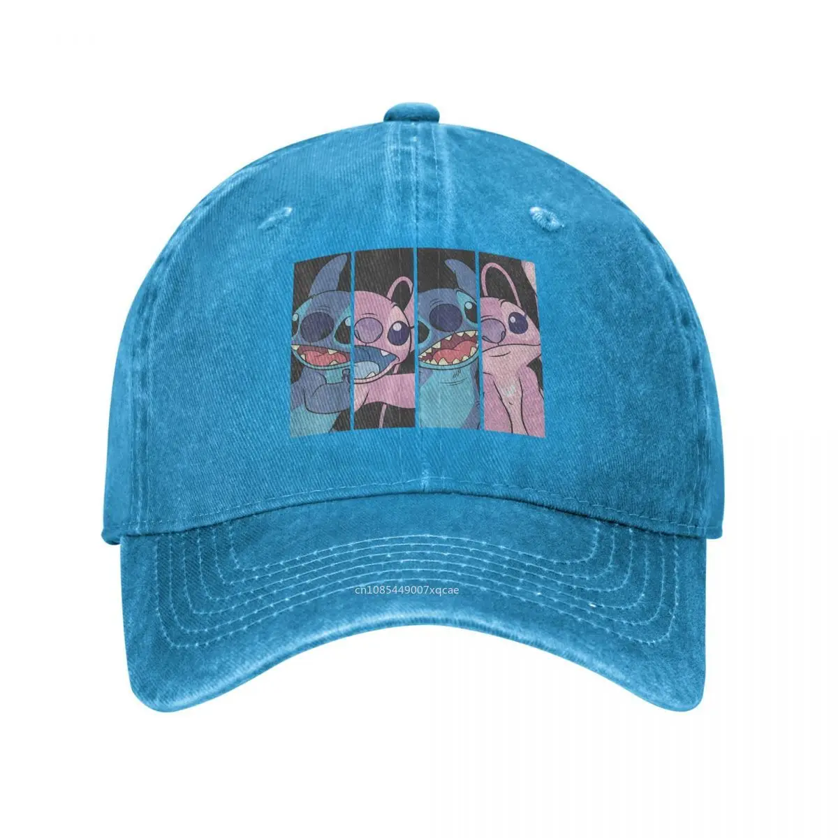 Lilo And Stitch Boxed Faces Baseball Caps Cartoon Cute Distressed Denim Washed Hats Cap Outdoor Unstructured Snapback Hat