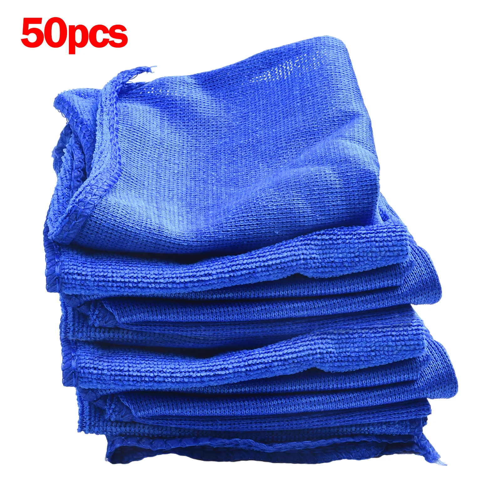 Set Kit Microfiber Water Absorbent Clean Rinse Polish Detailing 30*30cm Blue Car Home 50pcs Accessories Towels Useful