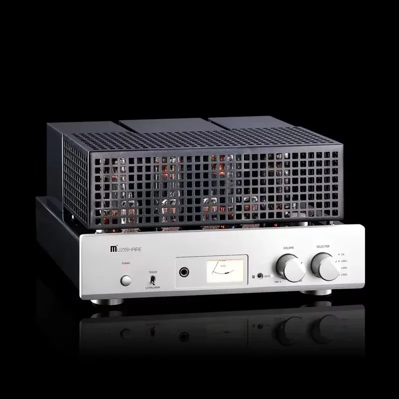 AMXEKR MUZISHARE X5 Integrated Vacuum Tube Amplifier EL34 Do AB1 Push-pull Amplifier 15~35W TR~UL Switch Good Sound Amp Vu Meter