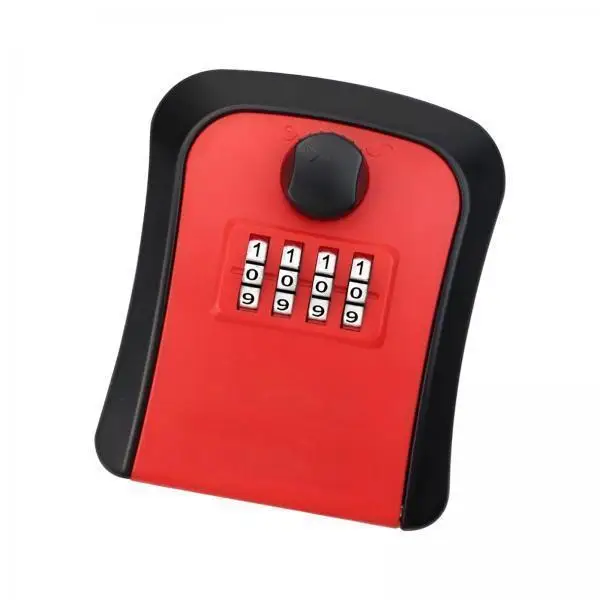 

4xOutdoor Key Storage Lock Box 4 Digit Wall Mounted for Garden Indoor Home Red